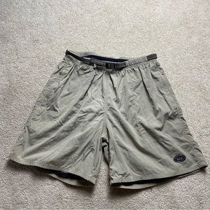 REI Biker Shorts Men Size L Tan Beige Nylon Stretch Lined USA Belted Elastic